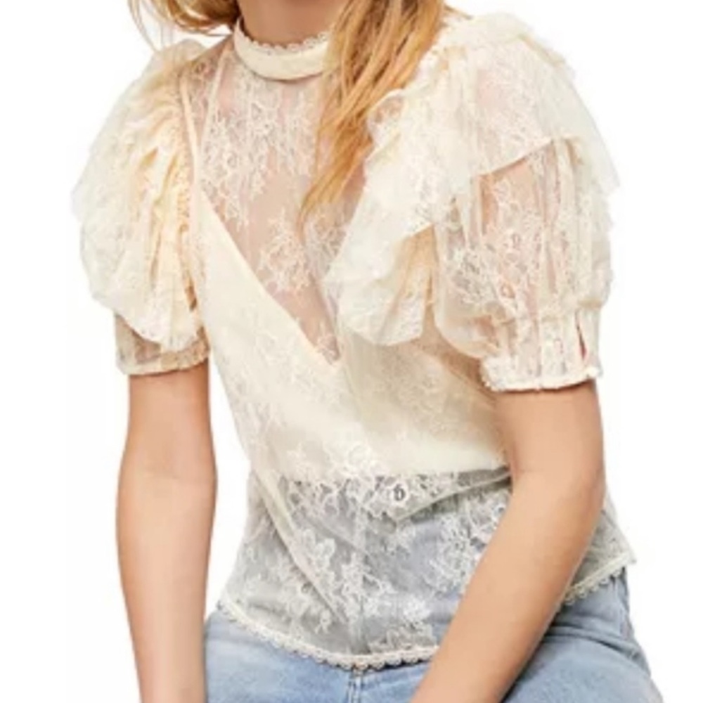 Free People Cream Lace Blouse - Picture 6 of 9